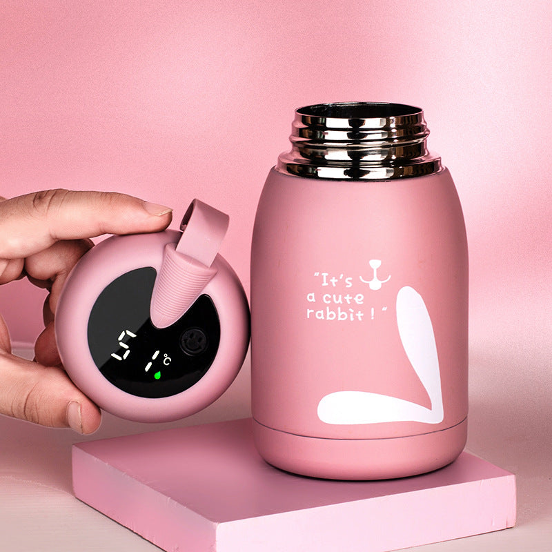 Rabbit Smart Thermal Flask (350ml) | Cute LED Temperature Display & Leakproof Stainless Steel Bottle