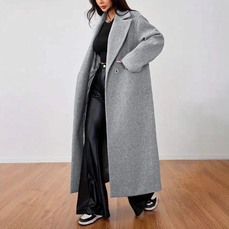 The Aura Chic Lapel Longline Coat: Timeless Staple