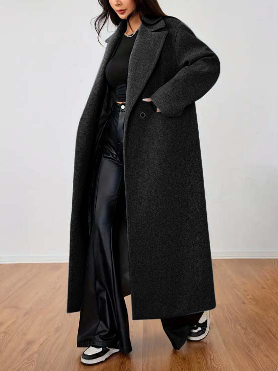The Aura Chic Lapel Longline Coat: Timeless Staple