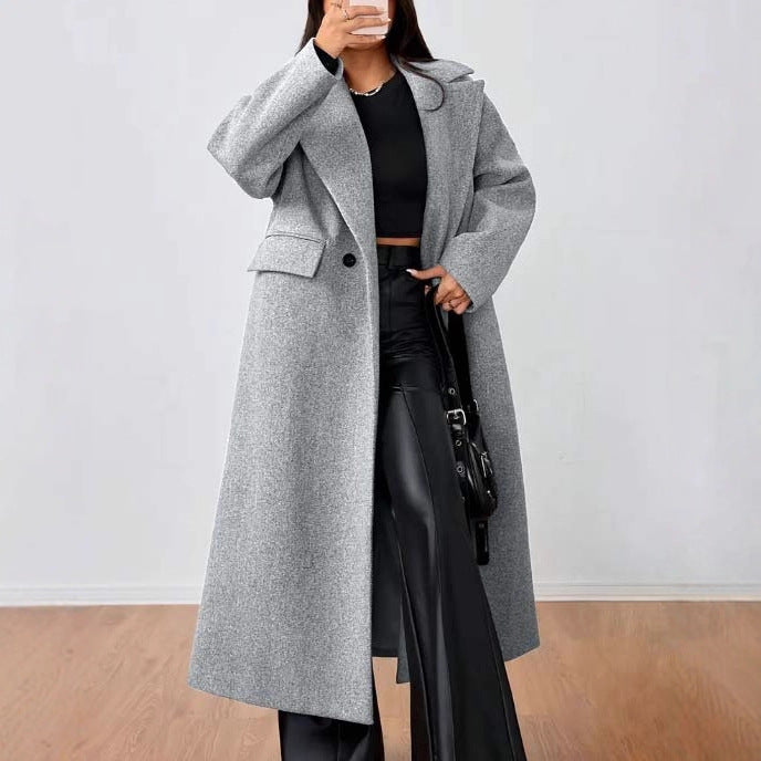 The Aura Chic Lapel Longline Coat: Timeless Staple