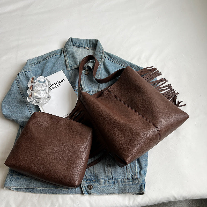 Aura Vintage Tote Bag | Large Capacity Shoulder Bag with Inner Pouch