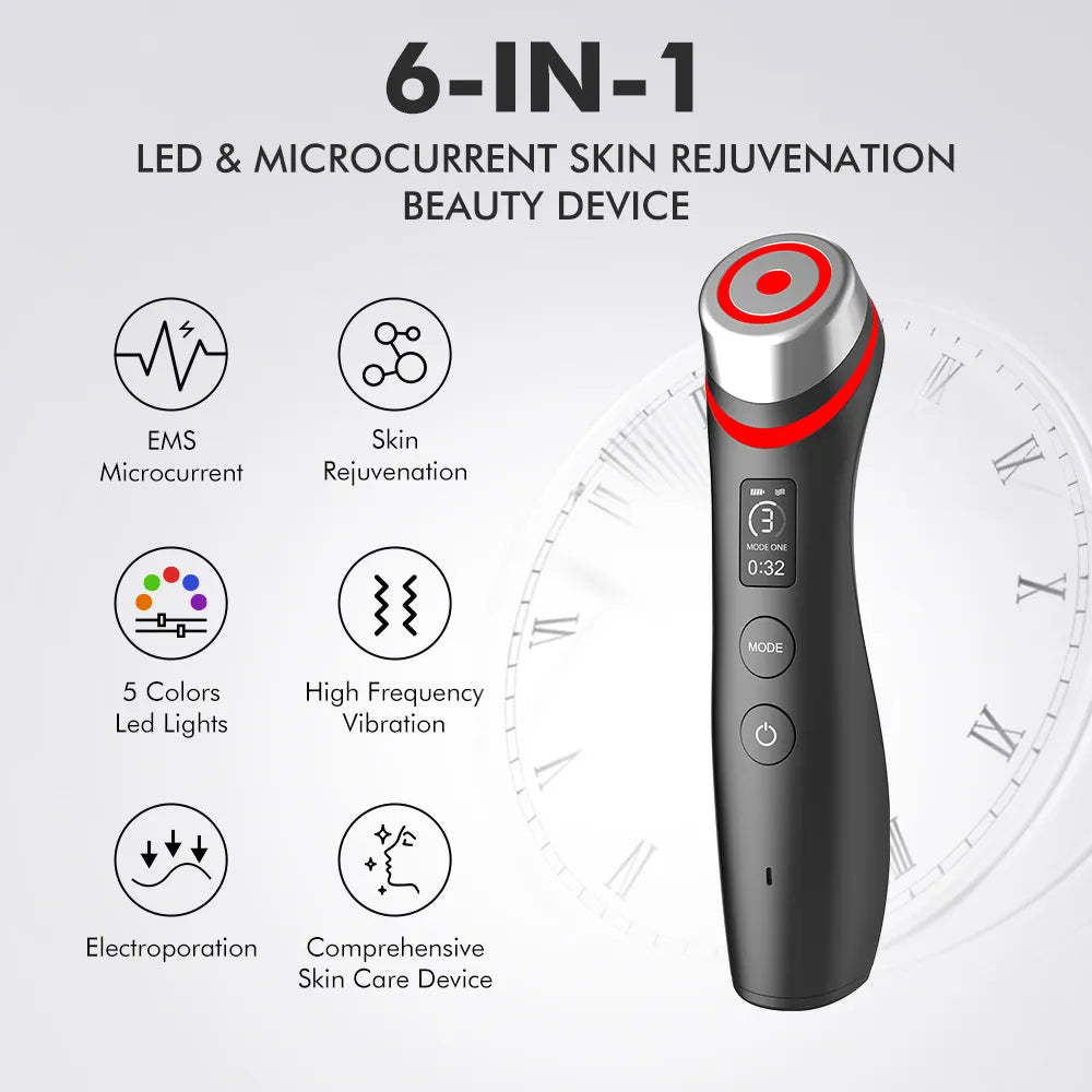 AGE BOOSTER | Aura Lift & Boost Pro | 5-in-1 LED Anti-Aging Microcurrent Facial Device