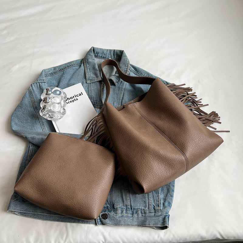 Aura Vintage Tote Bag | Large Capacity Shoulder Bag with Inner Pouch