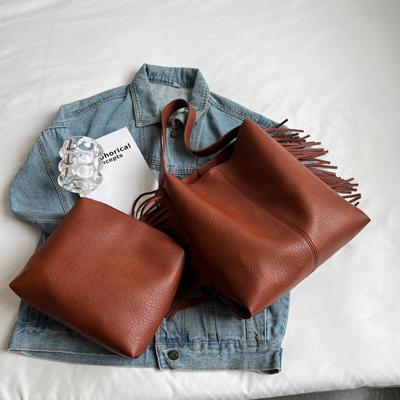 Aura Vintage Tote Bag | Large Capacity Shoulder Bag with Inner Pouch