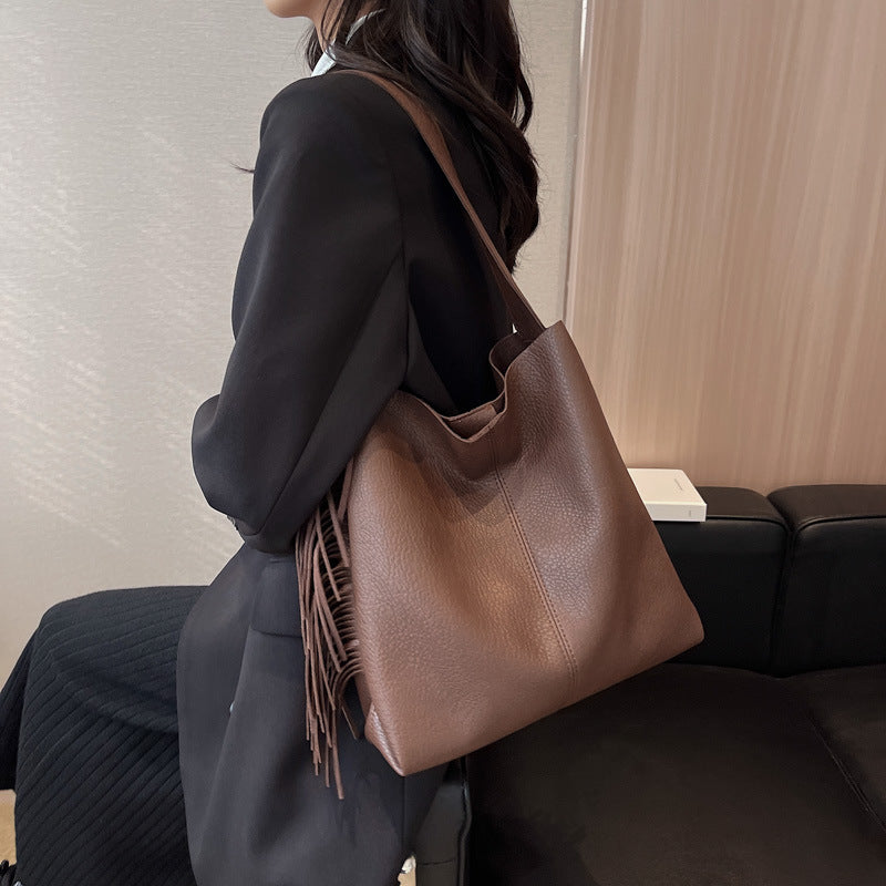 Aura Vintage Tote Bag | Large Capacity Shoulder Bag with Inner Pouch